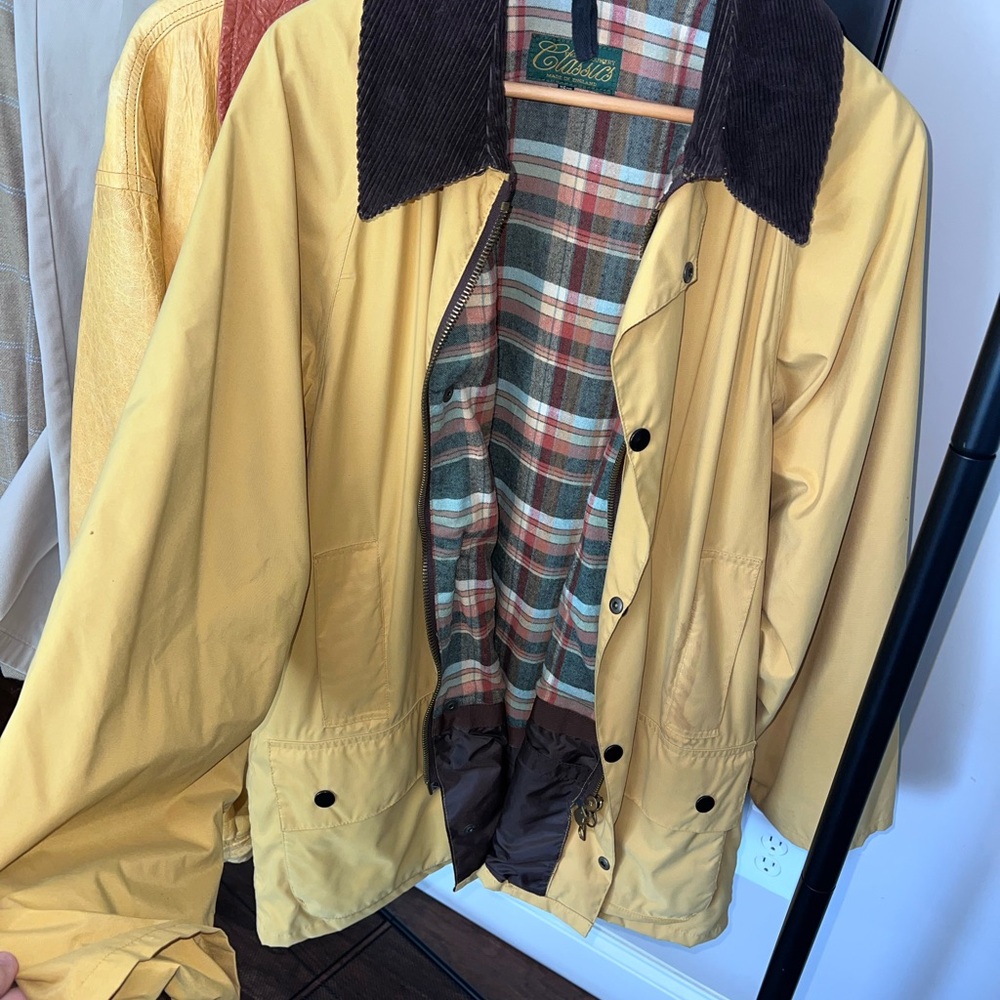 Classic Yellow Jacket with Plaid Lining